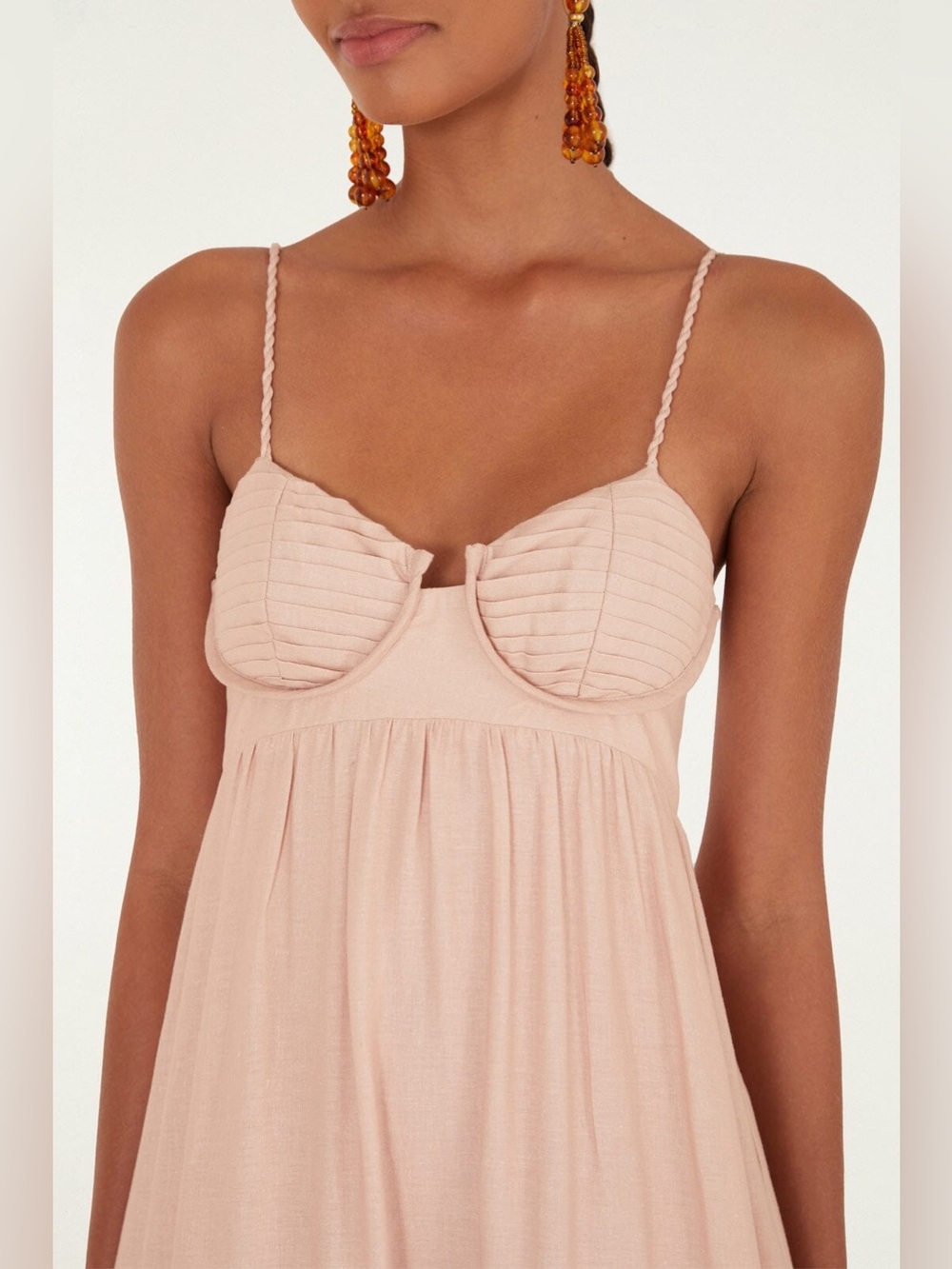 NWT Farm Rio Linen Blend Pleated Colorblock Dress sz L - Picture 5 of 10